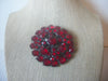 Heavier Thicker, Darker Metal, Victorian Red Bright, Rhinestones Floral Burst Brooch Pin 62018