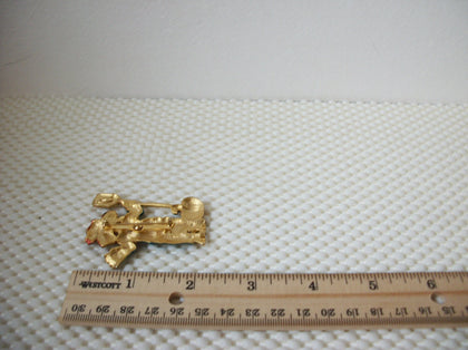 Vintage Signed TARA Girl Scarecrow Brooch Fall Harvest Pumpkin Brooch Pin 030521