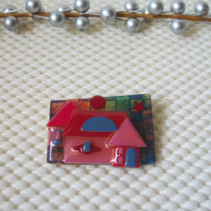 RARE Unique Lucinda House Pins Red Pink Home Castle 41017