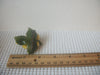 Thicker Vintage Brooch Pin, Pretty Yellow Rose Green Leaves Old Plastic Flowers 023021