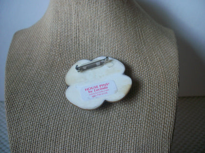 Vintage Lucinda House Pins olive Gold Little Castle Home Birds Flying Glitter 021321