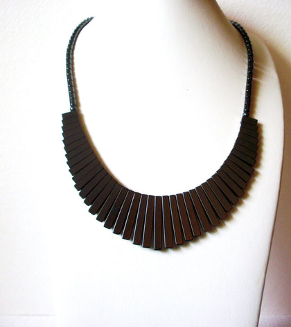 Hematite Semi Precious Fan Design Necklace 122920