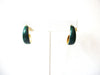 Smaller Retro Enameled Hunter Green Hoop Earrings 80417