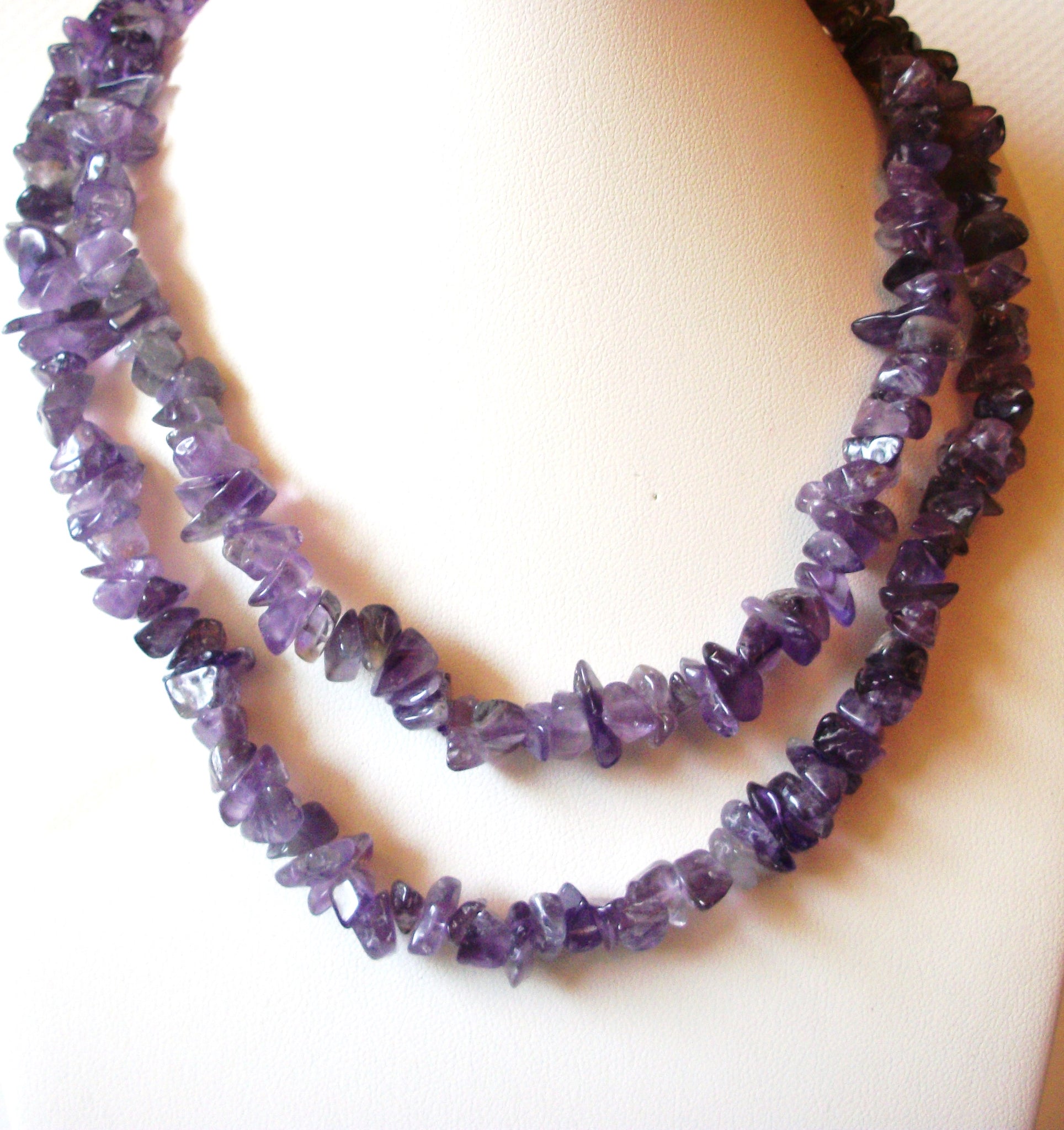 Amethyst Semi Precious Stone Chips 36" Hand Made Necklace 71917
