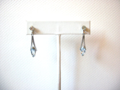 Vintage AVON Silver Toned Light Blue Rhinestone Dangle Earrings 9216