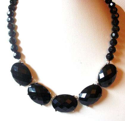 1928 Company Silver Toned Prong Set Faceted Acrylic Panel Necklace 92517