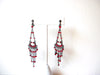 Red Rhinestones Chandelier Vintage Clip On Earrings 91517