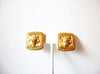 Vintage Gold Toned Lion Head Clip On Earrings 22617