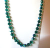 Vintage Teal Green Czech Glass 34" Necklace 80417