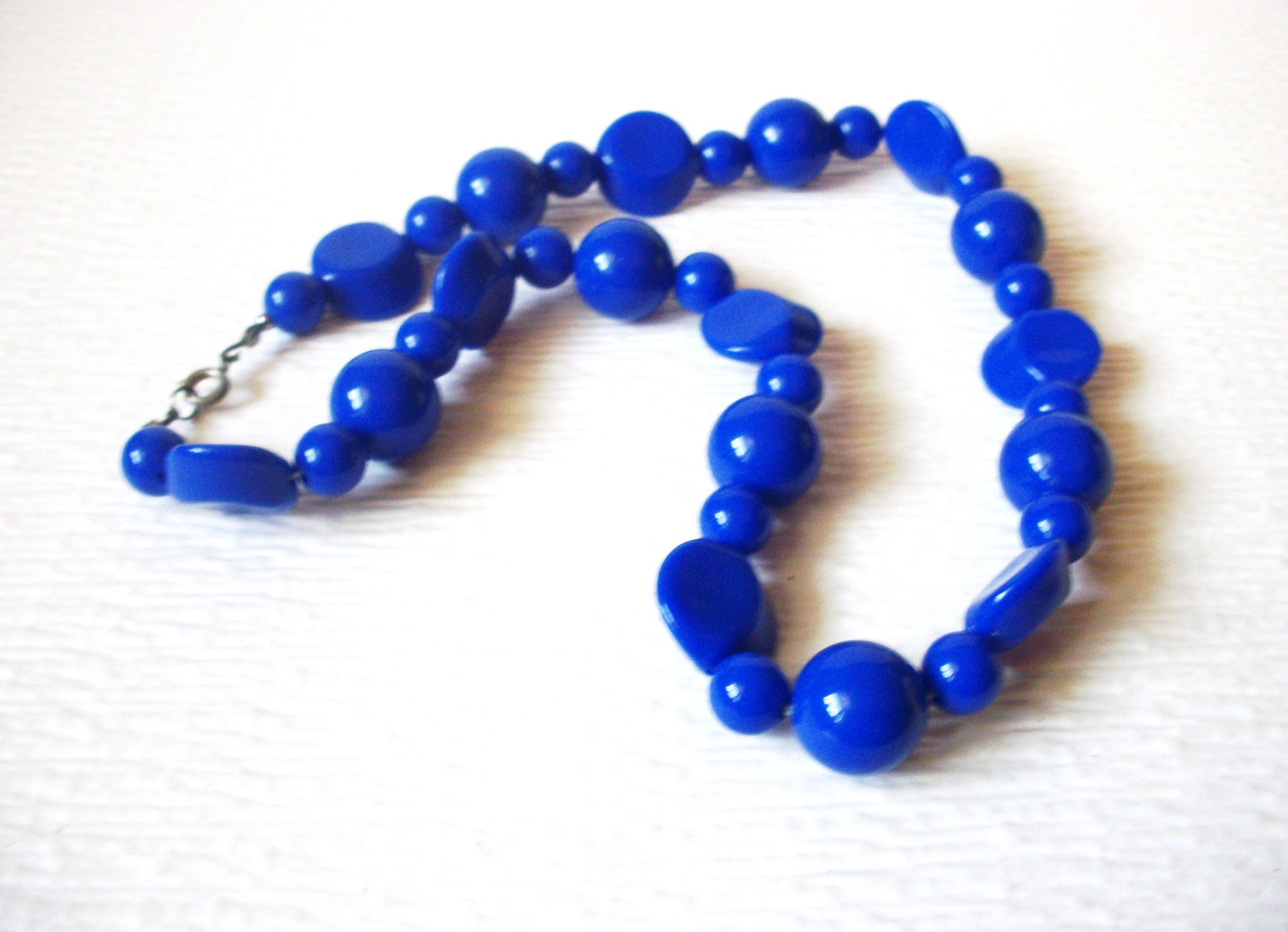 Vintage Azure Blue Old Plastic 18" Necklace 5917