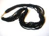 Vintage Necklace TRIFARI Black Glass Seed Beads Multi Strand Chunky 24" Long Used 62617