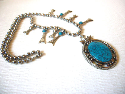 Vintage Southwestern Squash Blossom Pendant Necklace 81517