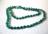 Vintage Teal Green Czech Glass 34" Necklace 80417