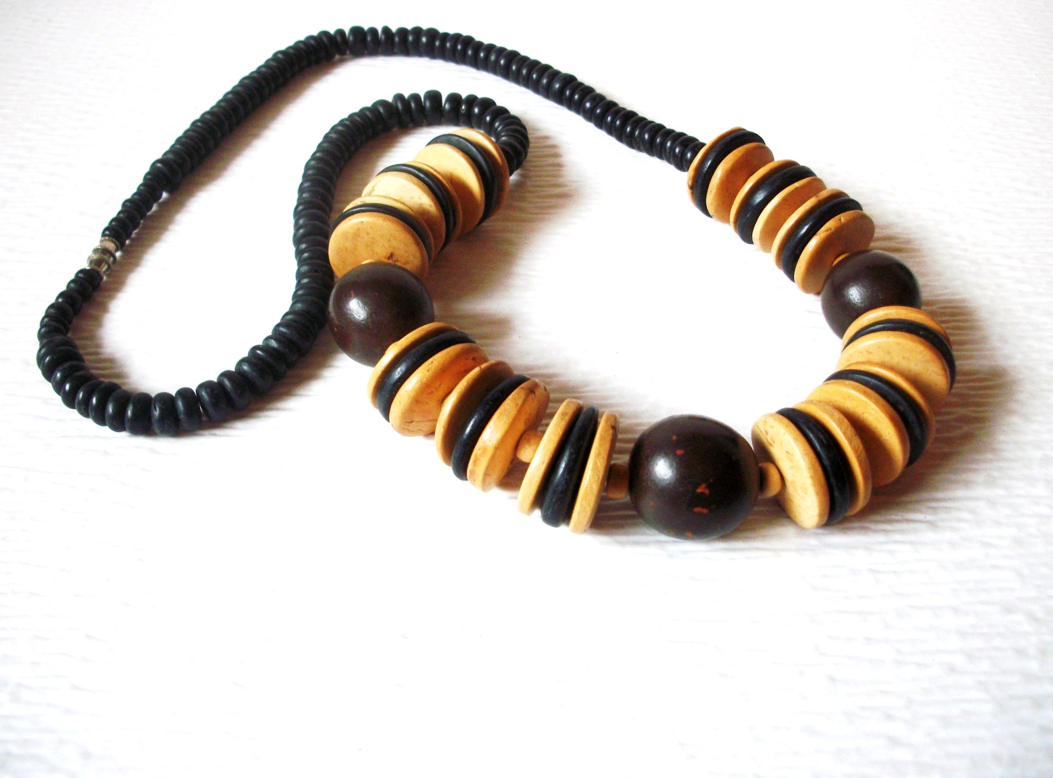 Vintage Chunky Organic Natural 28" Wood Necklace 122916