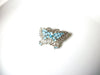 Retro Sparkling Silver Toned Blue Rhinestone Butterfly Brooch Pin 81517