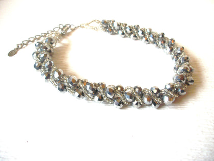 Stamped CJ Silver Toned Glass Twisted Design 20" Necklace 82017