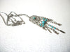Dream Catcher Pendant Silver Toned Faux Turquoise Necklace 9216