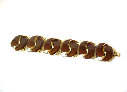 Vintage Gold Brown Thermoset Wide Bracelet 123020