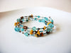 Retro Glass Shell Memory Wire Bracelet 91617