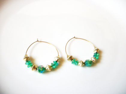 Retro Iridescent Green Hoop Earrings 92017