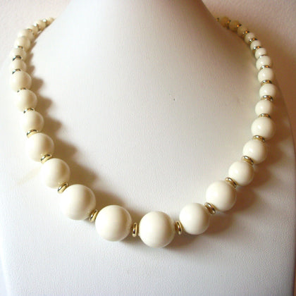 Retro Light Cream Gold Tone 20" Necklace 71517