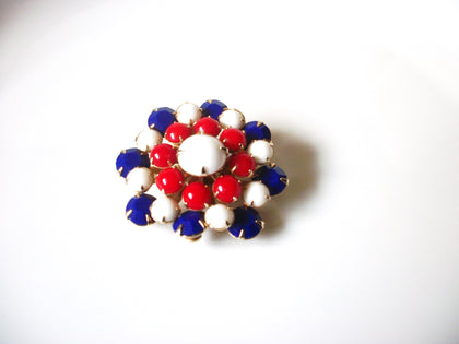 Vintage Prong Set Red White Blue Glass Brooch Pin 80417