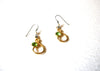 Retro Gold Toned Green Rhinestone Dangle Earrings 91517