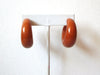 Retro Rust Brown Orange Thick Hoop Old Plastic Earrings 5917