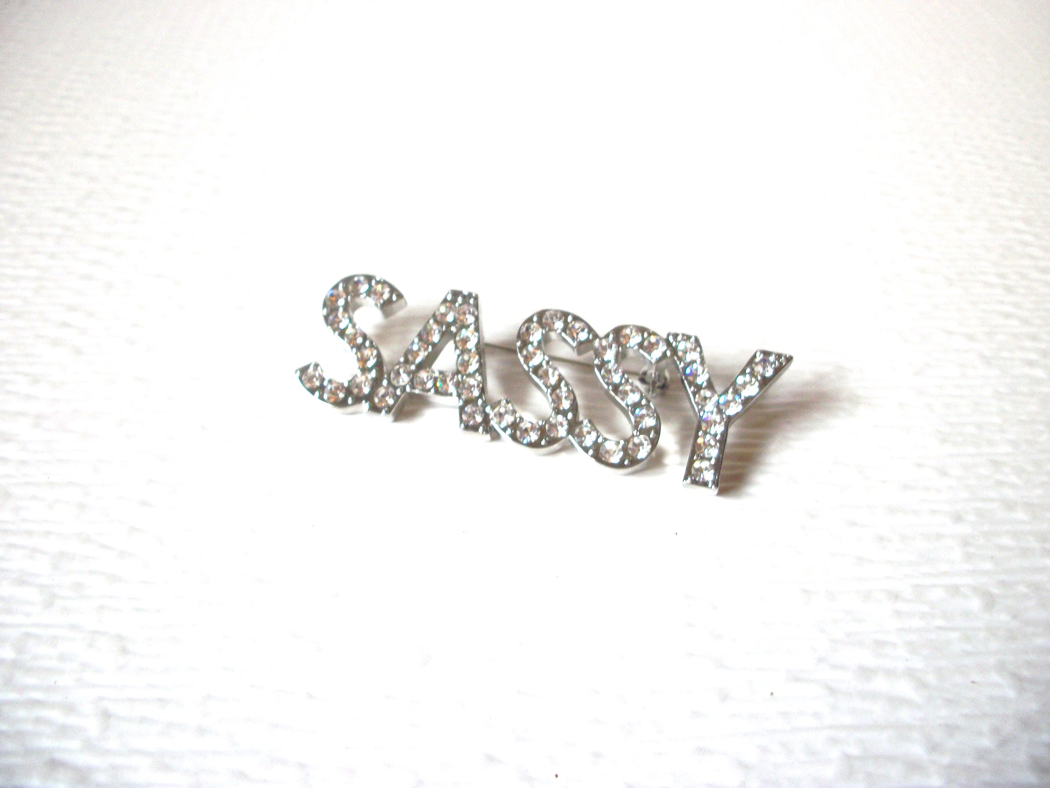 Sassy Vintage Clear Rhinestone Brooch Pin 121216