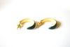 Smaller Retro Enameled Hunter Green Hoop Earrings 80417