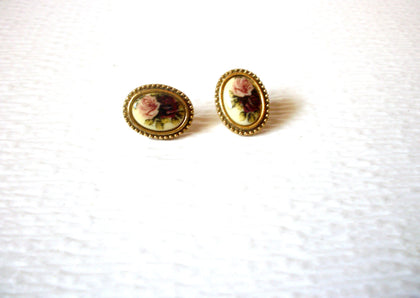 PIERCED EARRINGS Smaller Victorian Rose Glass Earrings 5917