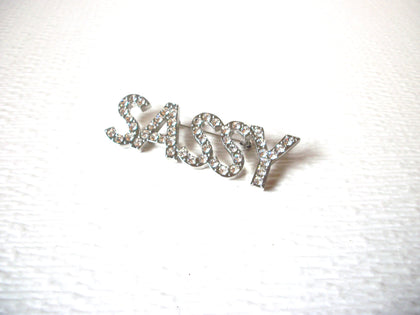 Sassy Vintage Clear Rhinestone Brooch Pin 121216