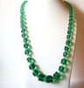 Vintage  Green Czech Glass 32" Necklace 80417