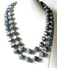 JAPAN Hand Molded Gray Old Plastic Beads Silver Toned Spacers Vintage Necklace 5917