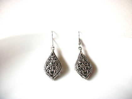 Damask Filigree Silver Toned 2" Dangle Earrings 9216
