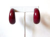 Retro Deep Cranberry Red Thick Hoop Old Plastic Earrings 5917