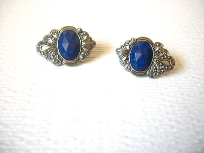 Retro Silver Blue Clip On Earrings 010121