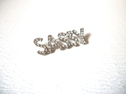 Sassy Vintage Clear Rhinestone Brooch Pin 121216
