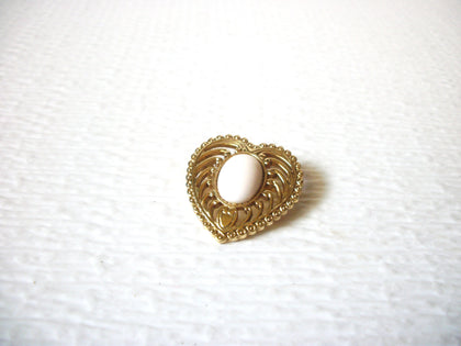 Gold Toned Filigree Heart Brooch Pin 5917