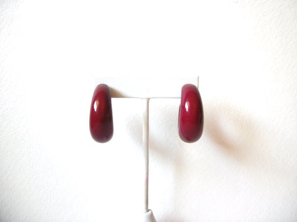 Retro Deep Cranberry Red Thick Hoop Old Plastic Earrings 5917