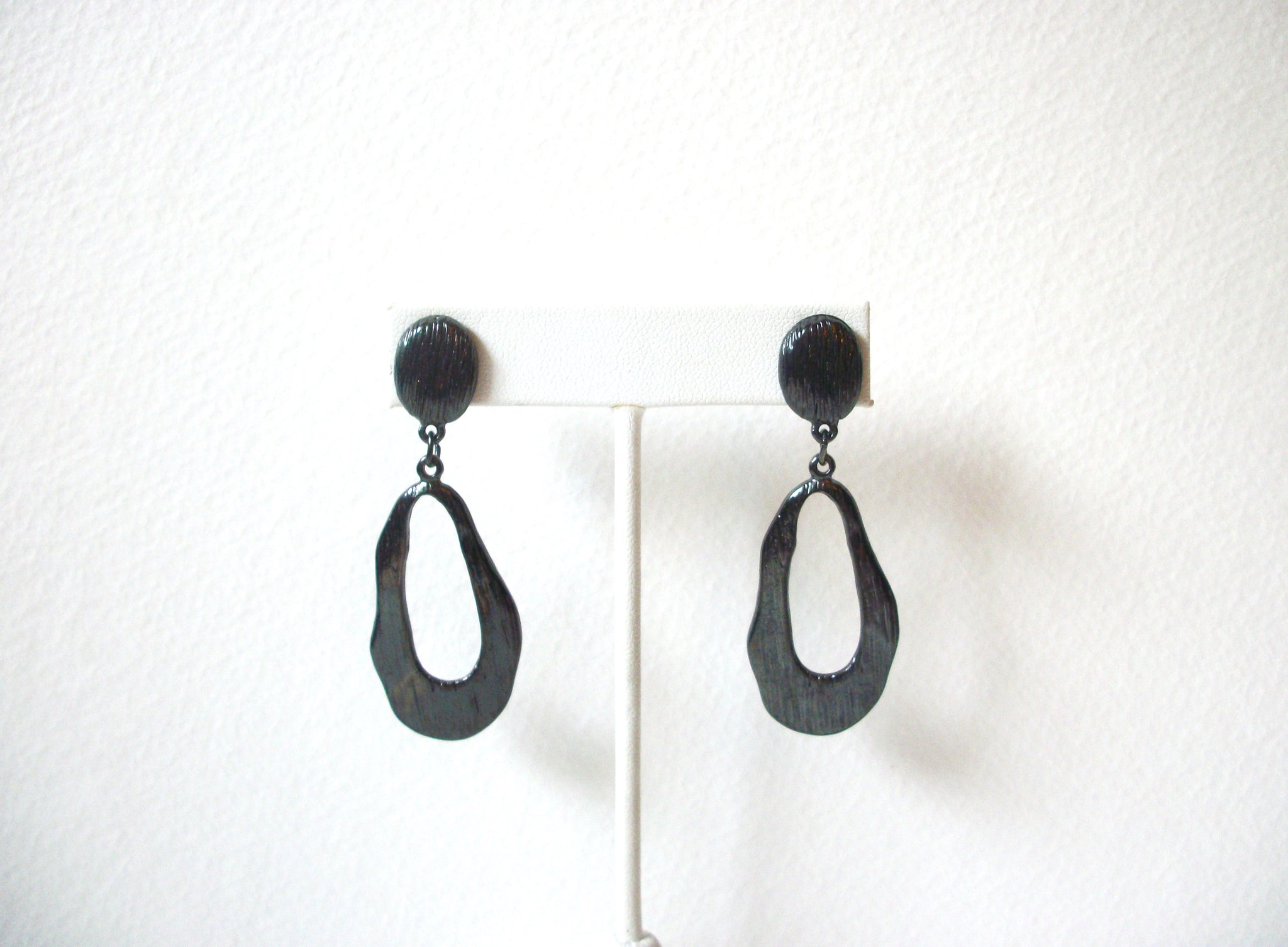 Retro Dark Silver Toned Dangle Earrings 122820