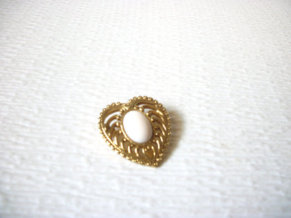 Gold Toned Filigree Heart Brooch Pin 5917