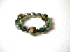 Green Gold Faceted Glass Beads Vintage Stretch Bracelet 92917