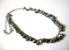 Green Iridescent Czech Glass Vintage  Necklace 122920