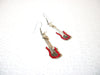 Vintage Red Rhinestone Guitar Dangle Earrings 91517