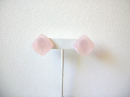 Retro Pale Pink Lucite Clip On Earrings 010121