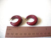 Retro Deep Cranberry Red Thick Hoop Old Plastic Earrings 5917