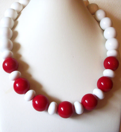 Vintage MONET Red White 18" Necklace 71517