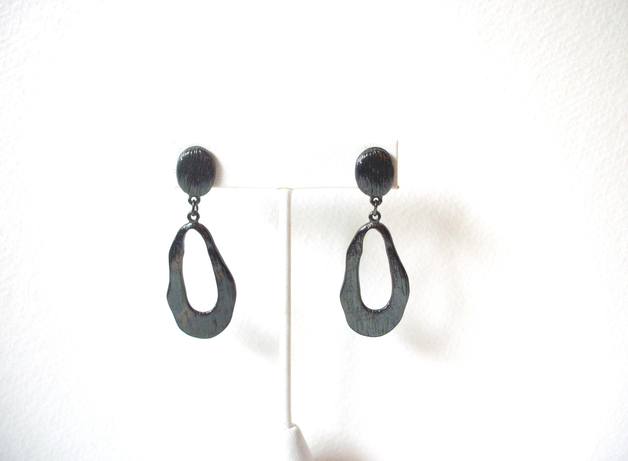 Retro Dark Silver Toned Dangle Earrings 122820