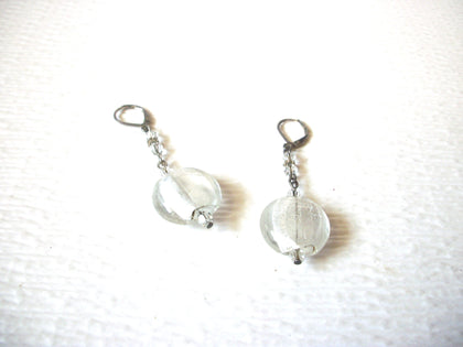 Vintage Frosted Foil Glass Dangle Earrings 5917